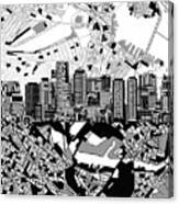 Boston Skyline Black And White Canvas Print