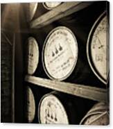 Bourbon Barrels By Window Light Canvas Print