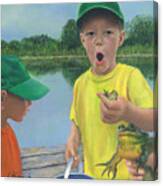 Boys And Frogs Canvas Print