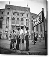 Boys Staring At Yankee Stadium Canvas Print