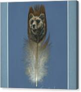 Brown Bear Painted Feather Canvas Print