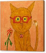 Brown Cat With Glasses Canvas Print