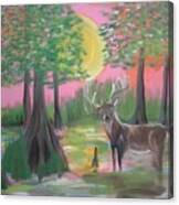 Buck In Swamp Canvas Print