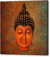 Buddha Head On Distressed Background Hard Light Canvas Print
