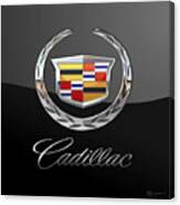 Cadillac - 3 D Badge On Black Canvas Print