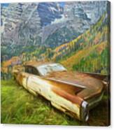 Cadillac In The Country Mountains Canvas Print