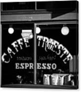 Caffe Trieste Espresso Window Bw Canvas Print
