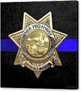 California Highway Patrol - Chp Officer Badge - The Thin Blue Line Edition Over Black Velvet Canvas Print