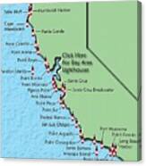 California Lighthouse Map Canvas Print