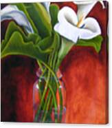 Calla Lilly On Red Canvas Print
