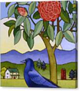 Camellia And Crow Canvas Print
