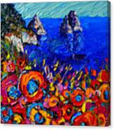 Capri Faraglioni Italy Colors Modern Impressionist Palette Knife Oil Painting By Ana Maria Edulescu Canvas Print