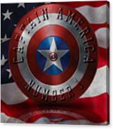 Captain America Typography On Captain America Shield Canvas Print