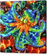 Caribbean Octopus On Stone Bottom Canvas Print