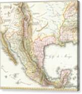 Carte Du Mexique 1811 Canvas Print