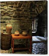 Donegal Castle Interior With Barrels And Pots Canvas Print