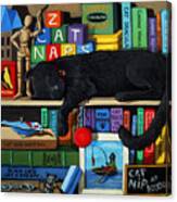 Cat Nap - Orginal Black Cat Painting Canvas Print