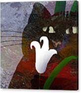 Cat With Lily Canvas Print