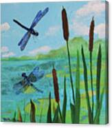 Cattails And Dragonflies Canvas Print
