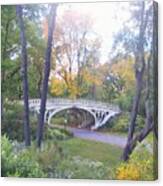 Central Park In Autumn At Gothic Bridge Canvas Print