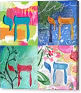 Chai Collage- Contemporary Jewish Art By Linda Woods Canvas Print