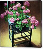 Chair With Geraniums Canvas Print