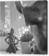 Charging Bull And Fearless Girl Nyc Canvas Print