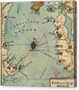 Charleston Harbor Vintage Map Canvas Print