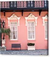 Charleston Mills House Coral Black White Architecture - Charleston Historical Homes Canvas Print
