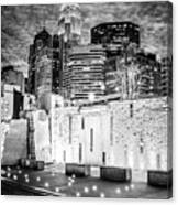 Charlotte Cityscape At Night Black And White Photo Canvas Print