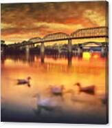 Chattanooga Sunset With Ducks Canvas Print