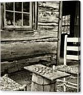 Checkers Down At The Old Place, In Black And White Canvas Print