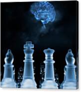 Chess Game And Human Brain Canvas Print
