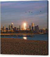 Chicago Skyline Morning Glow Canvas Print