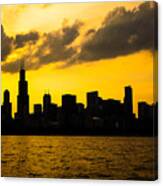 Chicago Skyline Sunset Silhouette Canvas Print