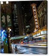 Chicago Theatre Lightscape Canvas Print