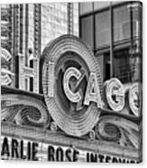 Chicago Theatre Marquee Black And White Canvas Print