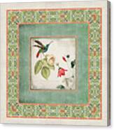 Chinoiserie Vintage Hummingbirds N Flowers 2 Canvas Print