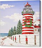 Christmas Lighthouse-jp3897 Canvas Print