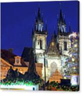 Christmas Star In Old Town Square Prague Canvas Print