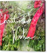 Christmas Wishes Wreaths With Red Bow Canvas Print