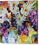 Chrysanthemums And Lilacs Still Life Canvas Print