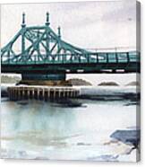 City Island Bridge Icebound Canvas Print