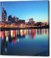City Skyline Of Nashville Tennessee - Square Art Canvas Print