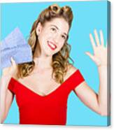 Cleaning Pin Up Maid Holding Washer Rag On White Canvas Print