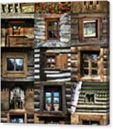 Collage From Handmade Traditional Wooden  Windows In Village Museum Bucharest Canvas Print
