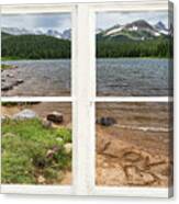 Colorado Rocky Mountain Lake Love White Washed Window View Canvas Print