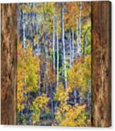 Colorful Auumn Forest Rustic Cabin Window Portrait View Canvas Print