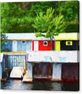 Colorful Boathouses - Painterly Canvas Print