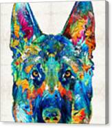 Colorful German Shepherd Dog Art By Sharon Cummings Canvas Print